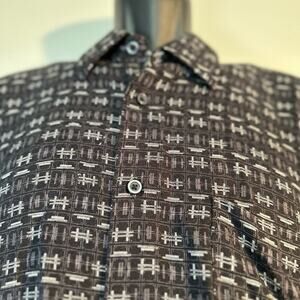 Vintage Natural Issue Casual Shirt Men Large Button-Down Geometric Black Gray